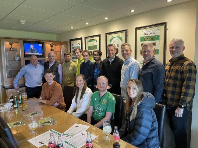 Jones Building Group host Leonardo apprentices in corporate box at Yeovil Town Football Club.
